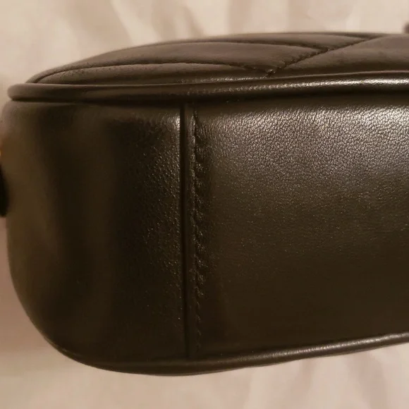 Tory Burch Leather Crossbody "Kira" Chevron Quilted Small Camera Bag, Black - Picture 8 of 13